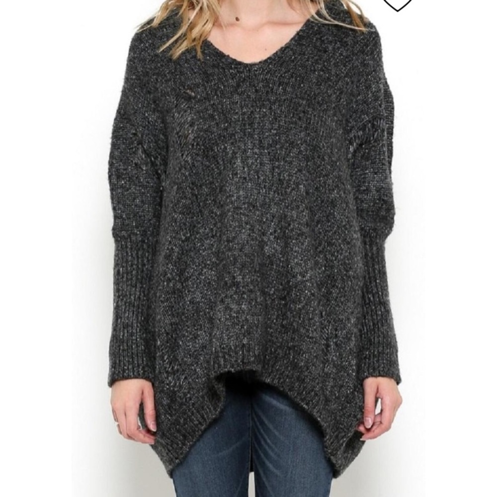 NWOT oversized hoodie distressed v-neck sweater.